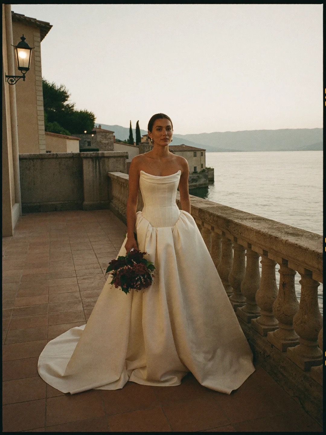 Sofia — Cowl Neckline Basque A-Line Gown