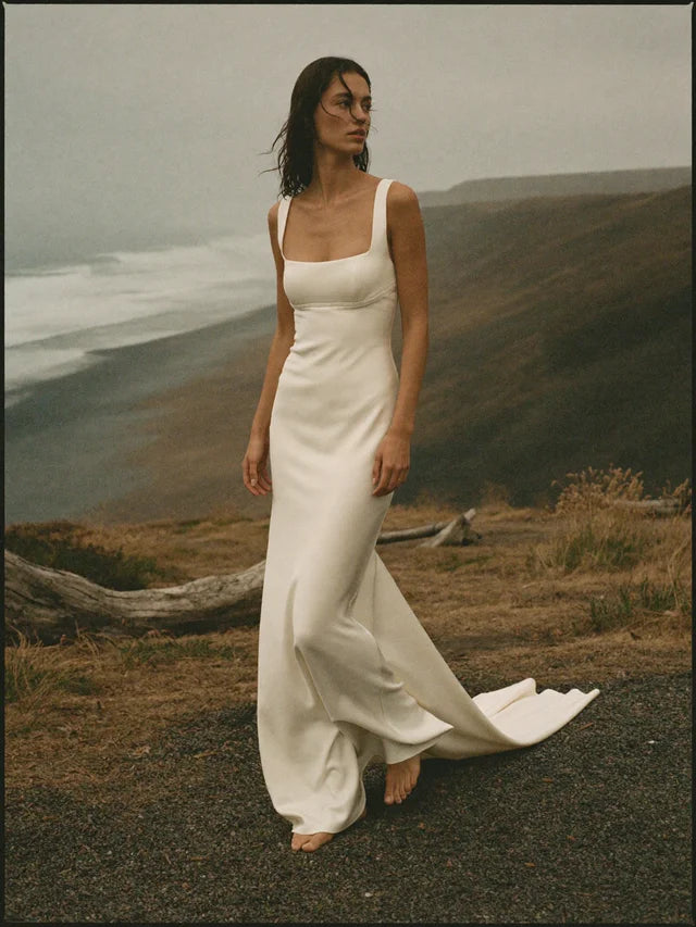 Ellie — Square Neckline Column Gown